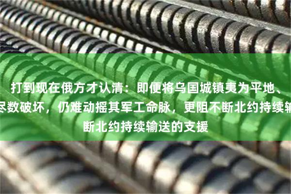 打到现在俄方才认清:即便将乌国城镇夷为平地、电力系统尽数破坏,仍难动摇其军工命脉,更阻不断北约持续输送的支援